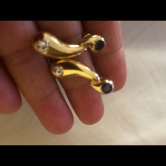 18ct sapphire and diamond earrings - Picture 1 of 2